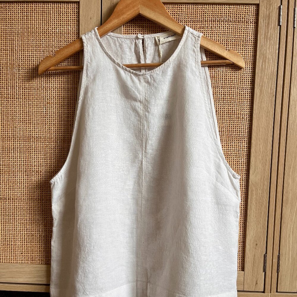 Everlane Linen High-Neck Tank (Natural Chambray, Size 12)